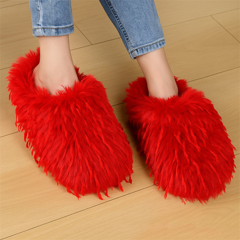 Fluffy Fur Slipper - Kışlık Kadın Terlikleri Tüylü Suni Kürk