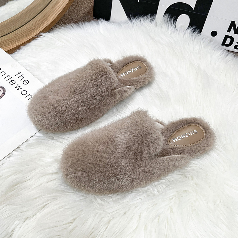 Fluffy Fur Slipper - Yuvarlak Burunlu Peluş Kürklü Terlik Kadın