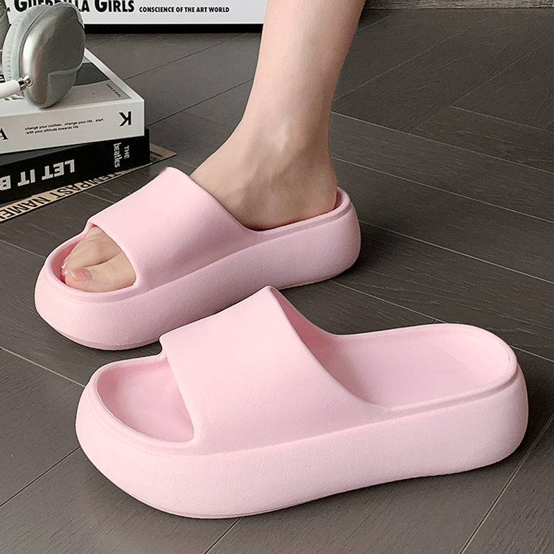 Women'S Shoes For Flat Feet - Kalın Tabanlı 6cm Pembe Kadın Terlikleri