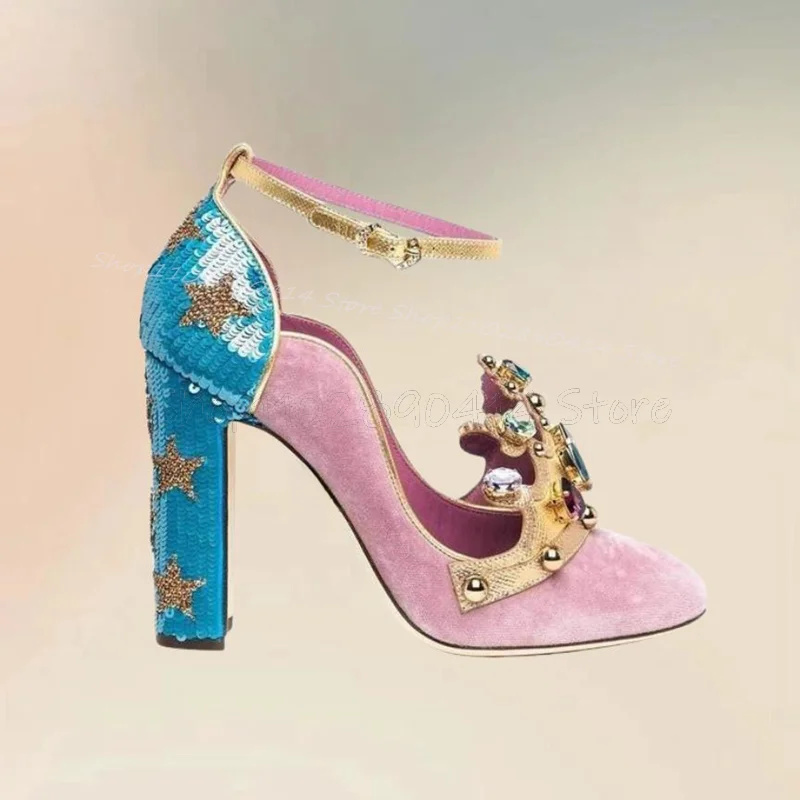 Court Heel Pointed - Mahkeme Tarzı Kristal Taç Tasarımlı Sivri