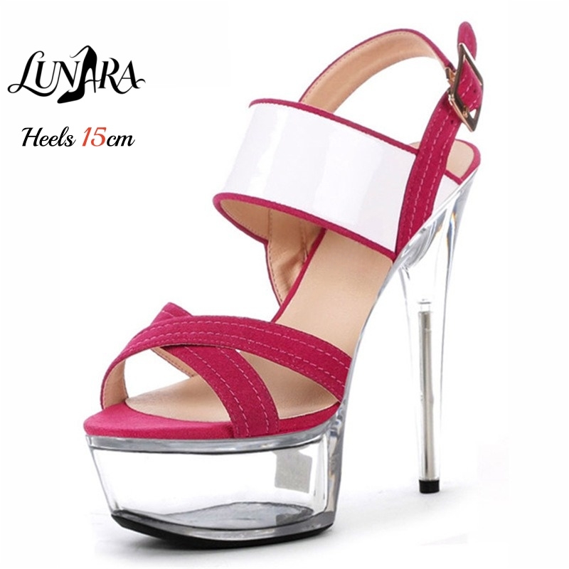 Ankle Strap Heels - 15cm/6 inç Şeffaf Platform Stiletto Sandalet