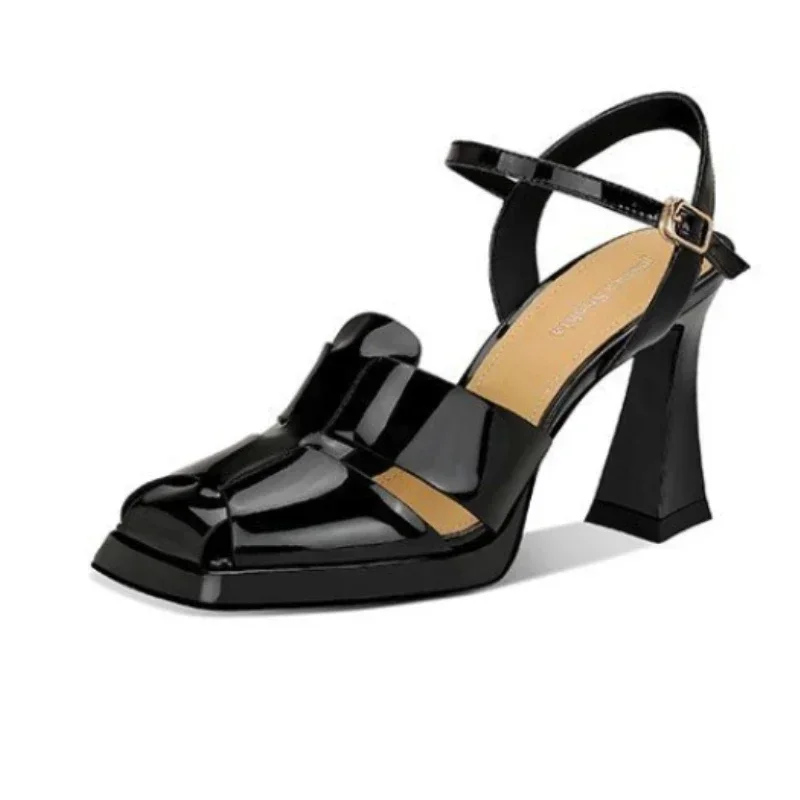 Ankle Strap Heels - Kadın Yüksek Topuklu Sandalet Moda Rugan